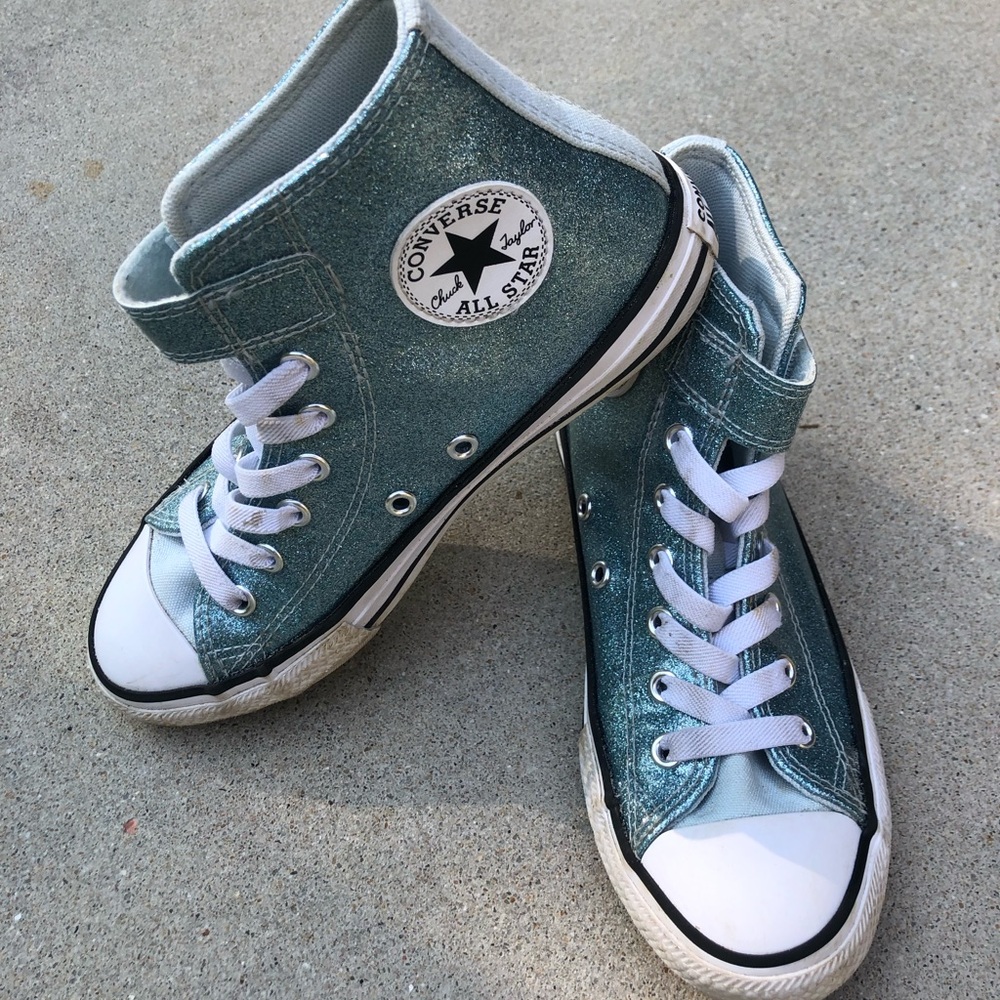 Converse Teal Glitter High Top Sneakers 2